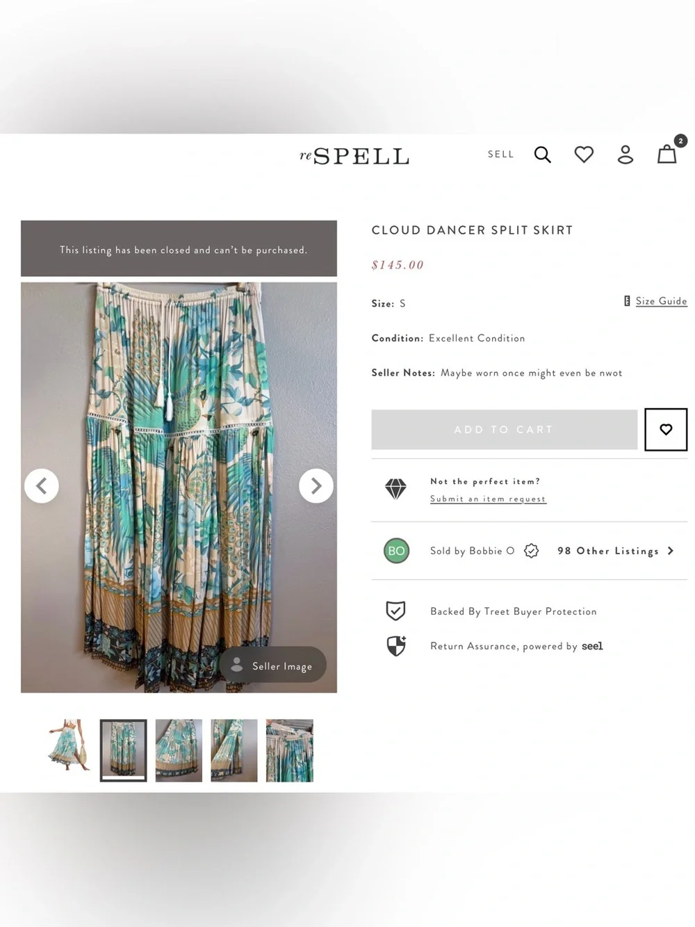 Spell Cloud Dancer Midi Skirt in Porcelain, Sm, EUC! 🦚
